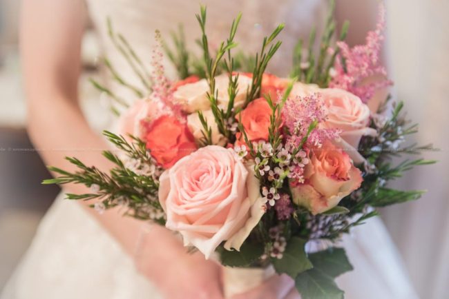 Detail of the bridal flower bouquet